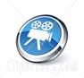Royalty-free Clip Art: Round Blue And Chrome 3d Movie Camera Web Site Button